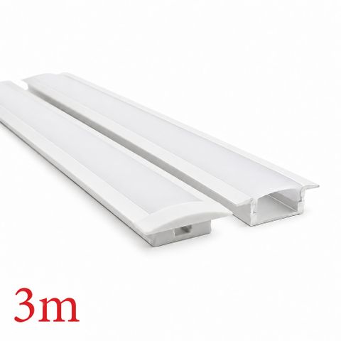 VC2707 Wide Winged Aluminium Profile with Diffuser - 3m - White