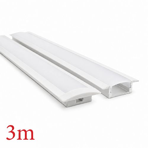 VC2707 Wide Winged Aluminium Profile with Diffuser - 3m - White
