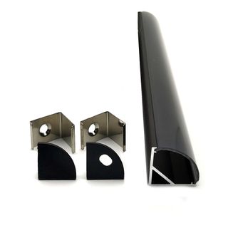 VC1616A Black Corner Aluminium Profile with Black Diffuser - 1m