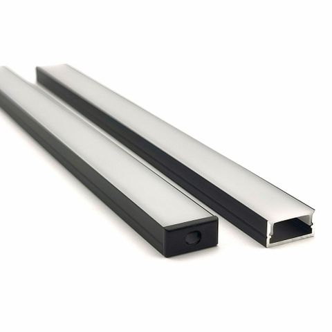 VCF019 Square Aluminium Profile with Diffuser - 1m - Black