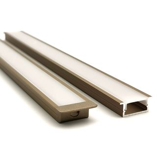 VCF020 Square Winged Aluminium Profile with Diffuser - 1m - Gold