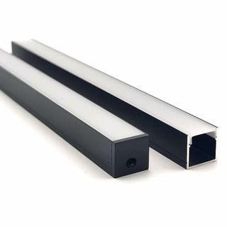 VCF025 Deep Square Aluminium Profile with Diffuser - 1m - Black