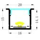 VCF026 Deep Square Winged Aluminium Profile with Diffuser - 1m