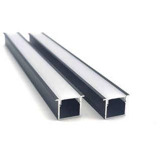 VCF026 Deep Square Winged Aluminium Profile with Diffuser - 1m - Black