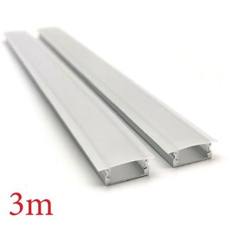 VC1707A Square Aluminium Profile with Winged Diffuser - 3m