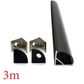 VC1616A Black Corner Aluminium Profile with Black Diffuser - 3m