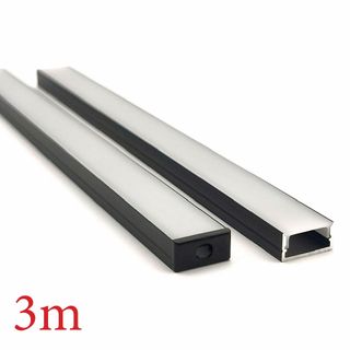 VCF019  Square Aluminium Profile with Diffuser - 3m - Black