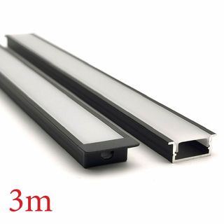 VCF020 Square Winged Aluminium Profile with Diffuser - 3m - Black