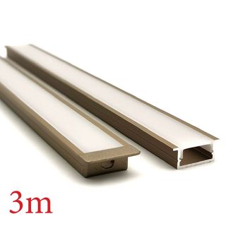 VCF020 Square Winged Aluminium Profile with Diffuser - 3m - Gold