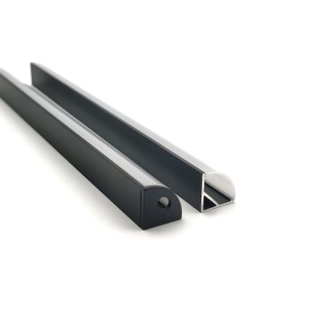 VC1616A Black Corner Aluminium Profile with Frost Diffuser - 1m