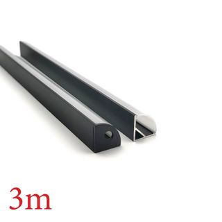 VC1616A Black Corner Aluminium Profile with Frost Diffuser - 3m