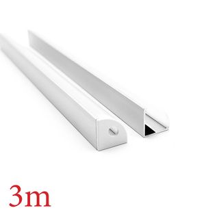 VC1616A White Corner Aluminium Profile with Frost Diffuser - 3m