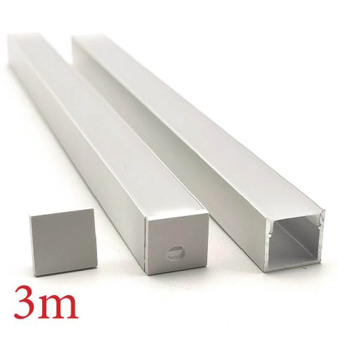 VCF025 Deep Square Aluminium Profile with Diffuser - 3m - White