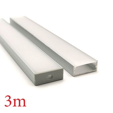 VCE009 Wide Square Aluminium Profile with Diffuser - 3m