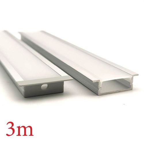 VCE010 Wide Sqaure Winged Aluminium Profile with Diffuser - 3m