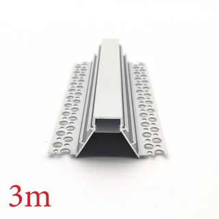 VCB047 Plasterboard Deep Recessed  Aluminium Profile with Diffuser - 3m