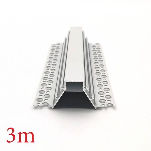 VCB047 Plasterboard Deep Recessed  Aluminium Profile with Diffuser - 3m