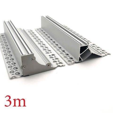 VCB007 Plasterboard Deep Recessed  Aluminium Profile with Diffuser - 3m