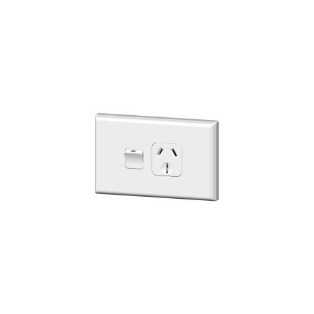 PDL 600 SERIES SINGLE HORIZONTAL SWITCHED SOCKET OUTLET - 10A, WHITE