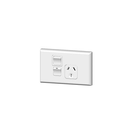 PDL SINGLE HORIZONTAL SWITCHED SOCKET OUTLET WITH EXTRA SWITCH - 10A, WHITE