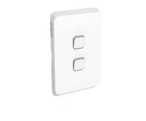 Iconic - 2 Gang Vertical Switch Assembly20A/16AX, 250V - Vivid White