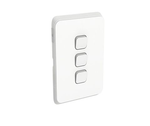 Iconic - 3 Gang Vertical Switch Assembly20A/16AX, 250V - Vivid White