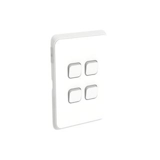 Iconic - 4 Gang Vertical Switch Assembly20A/16AX, 250V - Vivid White