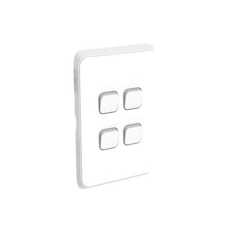 Iconic - 4 Gang Vertical Switch Assembly20A/16AX, 250V - Vivid White