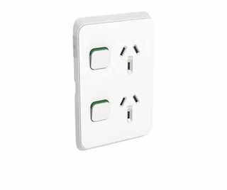 Iconic - Double Switched Socket Outlet Vertical 10A, 250V - Vivid White