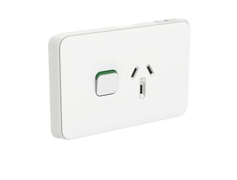 Iconic - Single Switched Socket Outlet Horizontal 10A, 250V - Vivid White