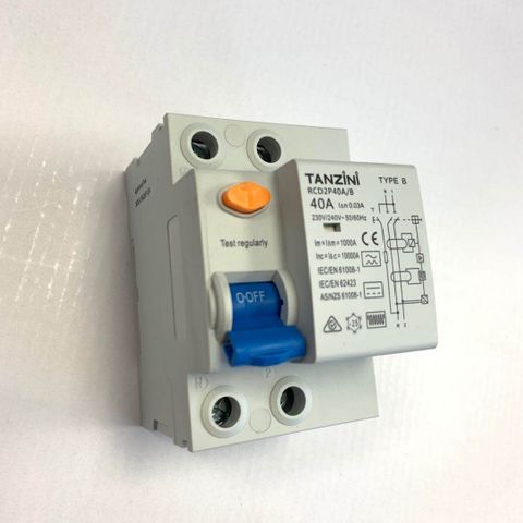 TAZINI RCD 2P 40A 30mA B-TYPEAS/NZS APPROVAL