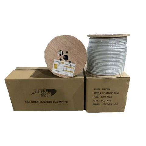 TIGER NET SKY Coaxial Cable RG6 150M White