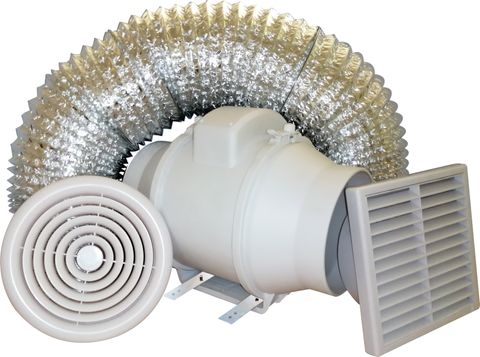 150MM INLINE FAN KIT, 6M DUCT, INLET & OUTLET GRILL