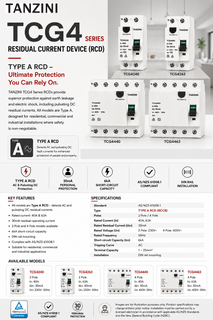 TANZINI TCG Series RCD 2Pole 63A TYPE-A