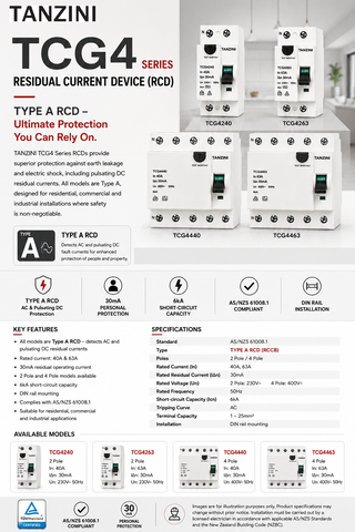 TANZINI TCG Series RCD 2Pole 63A TYPE-A
