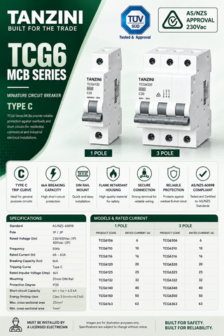 TANZINI MCB 1Pole 20A Type-C TCG Series