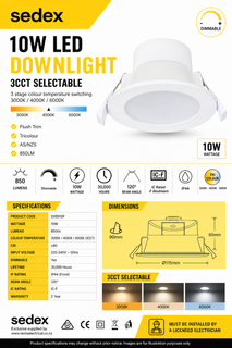 SEDEX 90Cut 10Watt Downlight LED 3CCT