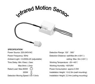 Small PIR Sensor max.200W LED Load