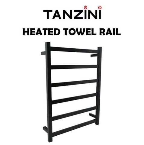 Square 6-Bar Towel Rail Matte Black 50Watt  800x500