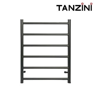 Round BLACK Towel Rail 6-Bar 800x500 50Watt