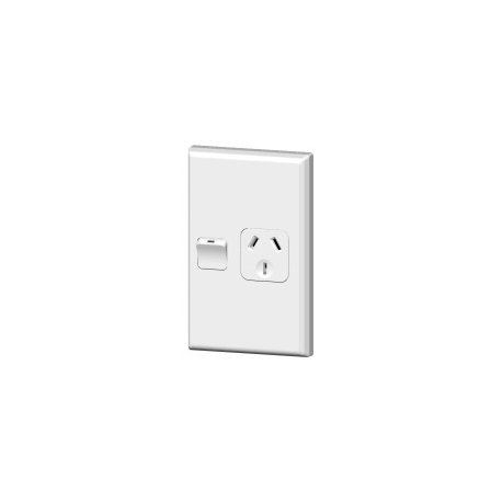 PDL 600 SERIES SINGLE VERTICAL SWITCHEDSOCKET OUTLET - 10A, WHITE