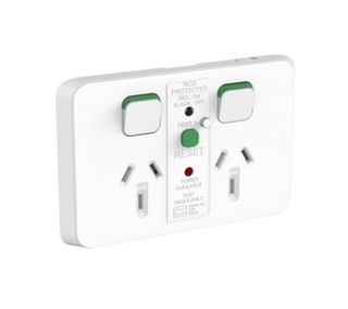 PDL Iconic Power Outlet Twin, 30mA, RCDProtected 10A