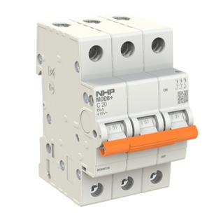 NHP 6A MCB 6KA 3 Pole - C curve MOD6+