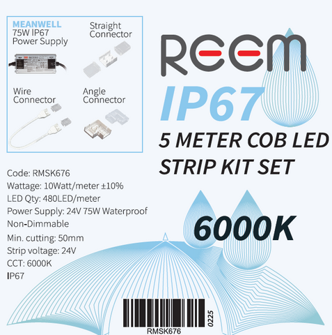 IP67 LED Strip Light 5Meter 6000K Meanwell waterproof power supply