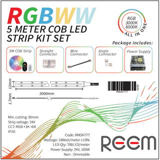 RGBWW LED Strip 5Meter Meanwell power supply