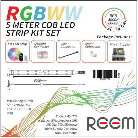 RGBWW LED Strip 5Meter Meanwell power supply