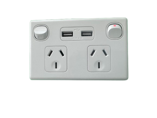 Double 10A Socket with 2x USB-A