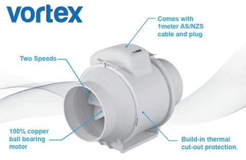 VORTEX 150MM Inline Fan TWO SPEED