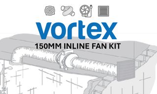 150MM TWO SPEED Inline Fan Kit incl. ducting and grilles VORTEX