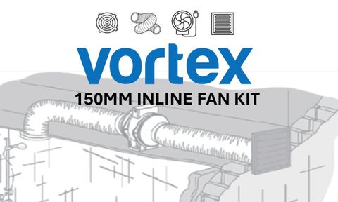 150MM TWO SPEED Inline Fan Kit incl. ducting and grilles VORTEX